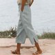 thumbnail image 2 of Ploknplq Linen Pants Women,Beach Vacation Clothes for Women,Lounge Pants Women,High Waisted Wide Leg Pants Elastic Straight Leg Long Pants,Joggers for Women,Cargo Joggers for Women Mint Green M, 2 of 6