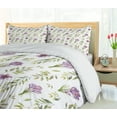 thumbnail image 4 of Ambesonne Green and Purple Duvet Cover Set, Pastel Floral Leaf, 2-Calking, Mauve Khaki White, 4 of 6