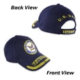 thumbnail image 3 of US Navy Veteran Hat for Men and Women Officially Licensed Product Adjustable Strap Baseball Cap - USN Veteran Embroidered Baseball Cap Beautifully Stitched Lettering on Front and Back (Navy Blue), 3 of 7