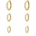 thumbnail image 2 of 14K Gold/Silver Plated Huggie Hoop Earrings for Women, Dainty Cubic Zirconia Cartilage Earring for Sensitive Ears Hypoallergenic Lightweight Gifts for Women 3Pairs, 2 of 9