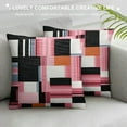 thumbnail image 3 of Heduofu Pink Black Grid Throw Pillow Cover Abstract Watercolor Plaid Stripes Decor Pillow Case for Girls Women Adults Modern Simple Geometric Lines Print Cushion Cover for Couch, 3 of 5