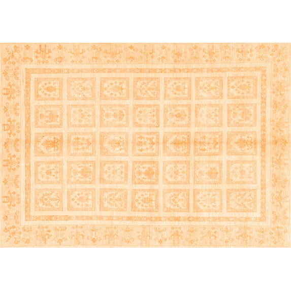 Ahgly Company Indoor Rectangle Abstract Orange Modern Area Rugs, 7' x 9'