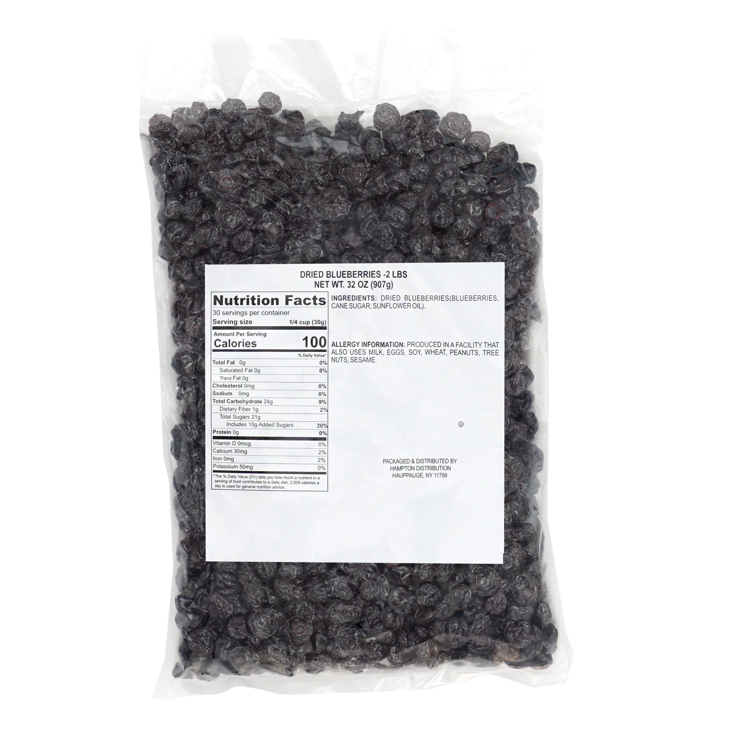 Dried Blueberries, 2 Pound Bag, The Hampton Popcorn & Candy Company