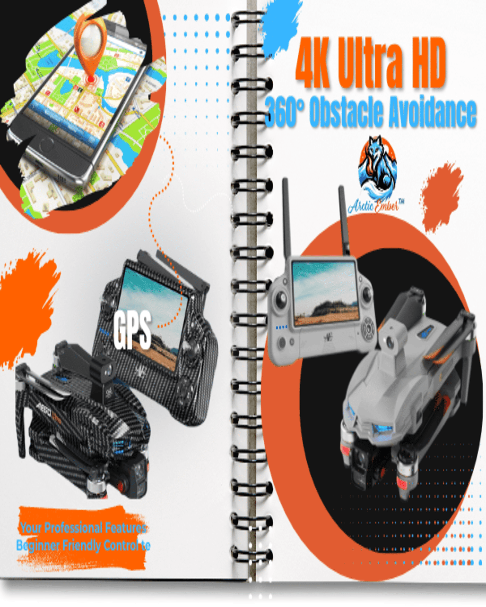 Ae60 Ultra GPS Camera Drone with 4K HD Camera, Screen Controller, Obstacle Avoidance and Auto Return for Adults