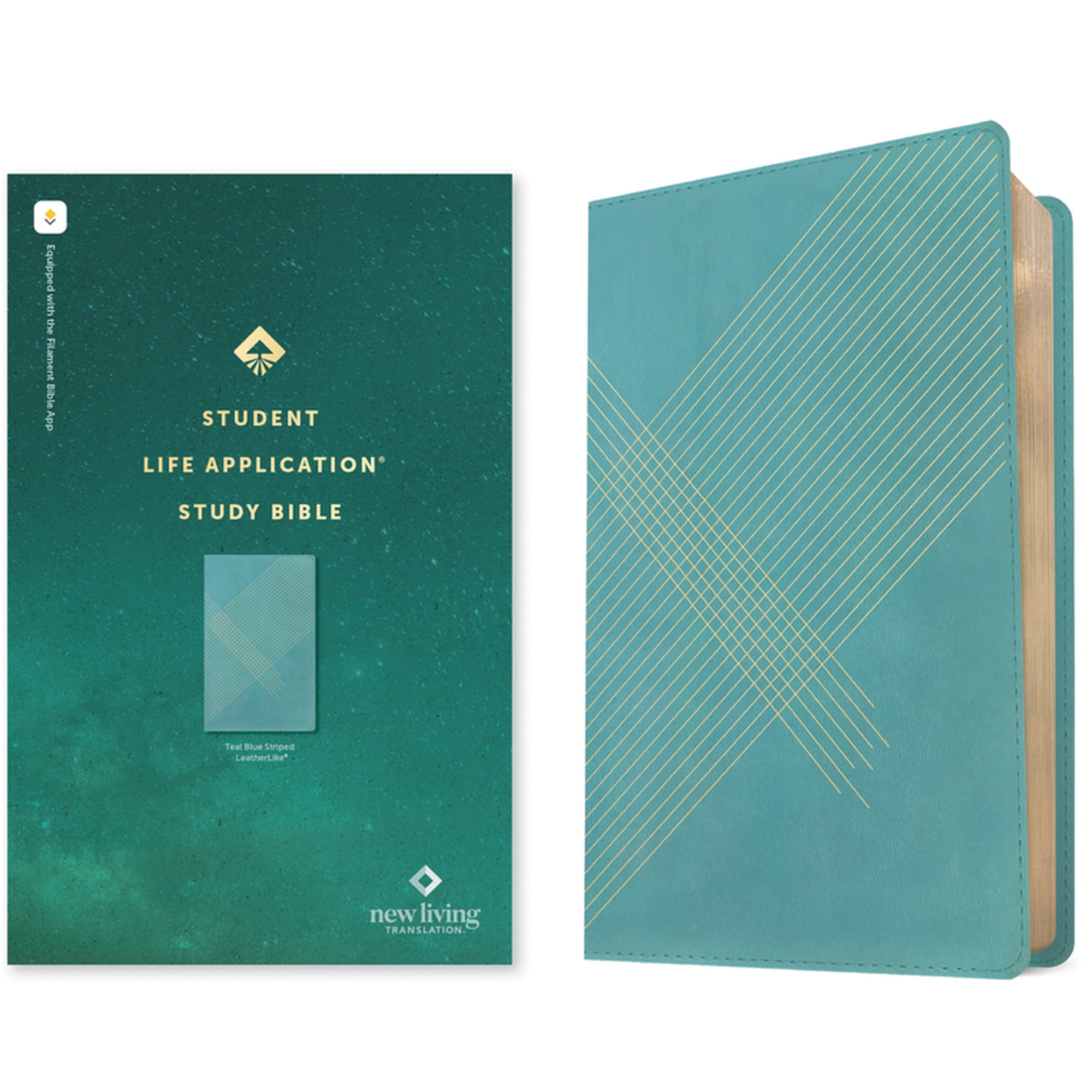 NLT Student Life Application Study Bible, Filament-Enabled Edition (LeatherLike, Teal Blue Striped, Red Letter) (Hardcover)