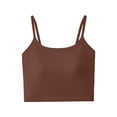 thumbnail image 7 of Xijirk Women Square Neck Thin Strap Camisole Integrated Chest Pad Short Cut Length for Outdoor Group Activities Friend Social Moments Daily Casual Outfits,Brown,L, 7 of 7