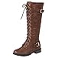 thumbnail image 3 of Forever Link Mango-27 Bottes à Talons Empilés à Lacets pour Femmes, Marron, 8, 3 of 4