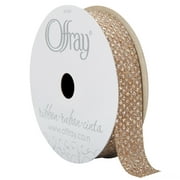 Offray Ribbon, Natural 5/8 inch Linen-Look Ribbon, 9 feet