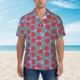 thumbnail image 2 of Xecao Hand Drawn Strawberry print Hawaiian shirt - a stylish short-sleeve button-down for men, perfect for casual beach and tropical outings., 2 of 9