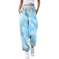 thumbnail image 2 of Pantalones jogger Gibobby mujer pantalones de pierna estampados con cordón de cintura alta para mujer azul L, 2 of 4