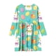 thumbnail image 4 of Vestido de manga larga con cuello redondo para niñas, vestido elástico de manga larga, corte A, estilo patinador con volantes, vestido de recital escolar, vestido de manga larga con cuello redondo par, 4 of 6