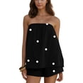 thumbnail image 2 of Lumtrix Women Polka Dot Short Sets 2 Piece Summer Lounge Sets Strapless Flowy Tube Tops Shorts Vacation Matching Outfits Zebra M, 2 of 4