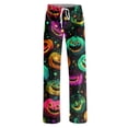thumbnail image 4 of LNZGNM Halloween Sleep Pants for Women Festive Autumn Evening Relax Witch and Pumpkin Print Straight Leg Drawstring Waist Going Out Lounge Bottoms, (L), 4 of 5