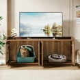 thumbnail image 6 of Tribesigns 55.1-Inch Cat Litter Box Enclosure, Extra Large Hidden Litter Box Furniture with 2 Cabinets and Side Entrance for Living Room, Rustic Brown, 6 of 6