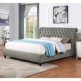 thumbnail image 3 of Roundhill Furniture Cerderia Velvet Upholstered Button Tufted Nailhead Trim Sleigh Bed, Gray King, 3 of 5