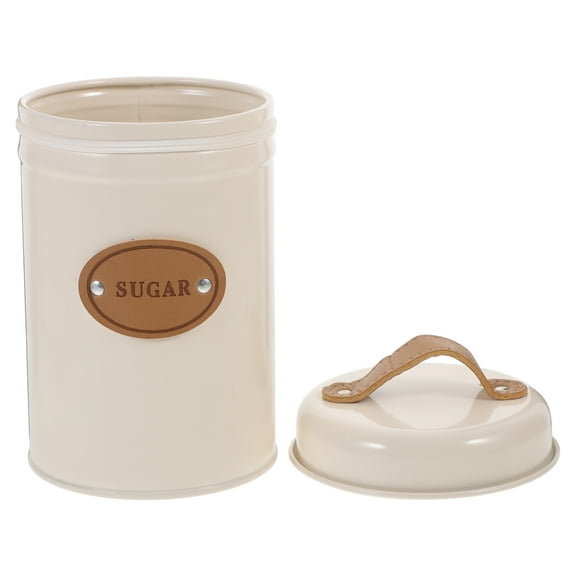 GAXIRE Beige Metal Canister for Coffee and Sugar Storage with Airtight Sealed Lid, Stylish Kitchen Container