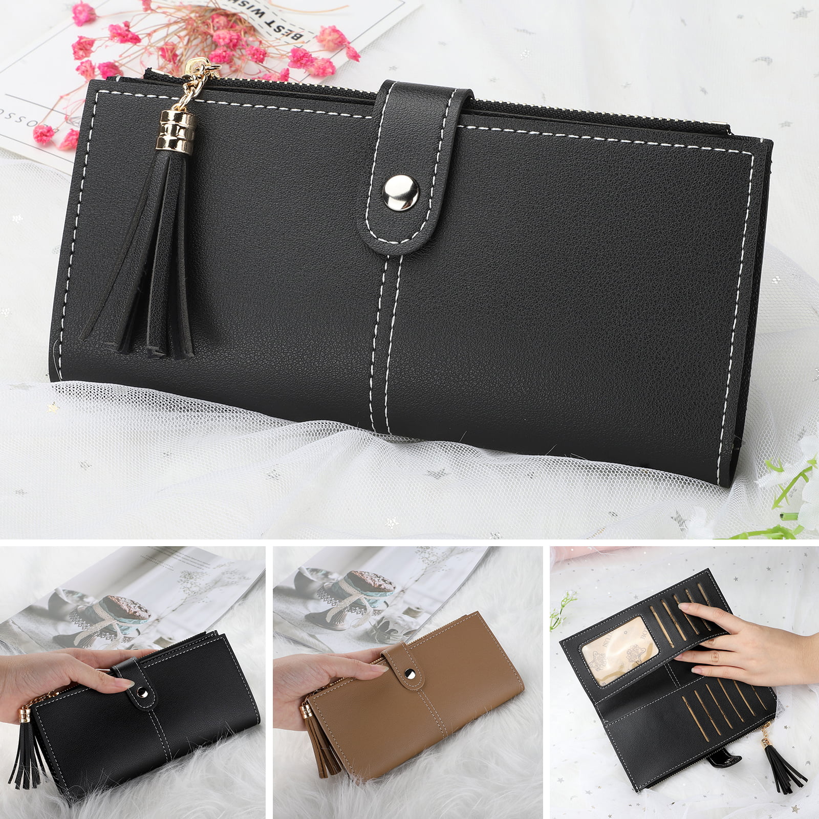 EEEkit - EEEkit Wristlet Wallet for Women,Vintage Style PU Leather Women&#39;s Zipper Bifold Wallet ...