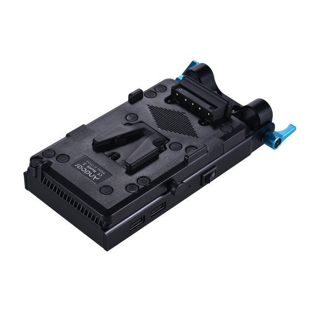 Placa adaptadora Adaptador de placa de batería V-lock de montaje en V con abrazadera de varilla de doble orificio LP-E6 Adaptador de batería simulada para BMCC BMPCC Canon 5D2 / 5D3 / 5D4 / Andoer Placa adaptadora