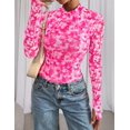 thumbnail image 4 of Blusa PRETTYGARDEN Mujer Malla Floral Manga Larga Blanca XL, 4 of 8