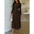 thumbnail image 3 of Women's Long Sleeve Maxi Dress 2025 Fall Casual Button Fit & Flare A-Line Swing Flowy Long Dresses Winter Trendy, 3 of 4
