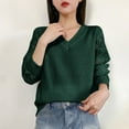 thumbnail image 5 of Ashirexll Pullover Sweaters for Women, Winter Sweaters for Women, Womens Fashion Casual Fall Winter Lace Up Long Sleeve Loose V-Neck Knit Pullover Sweater, 5 of 7