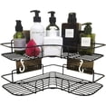 thumbnail image 1 of Juego de 2 estantes de ducha, estante de ducha sin perforación con metal macizo inoxidable, accesorio para estante de baño incluido, 8 pegatinas adhesivas y 2 ganchos, color negro, 1 of 5