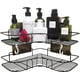 thumbnail image 1 of Juego de 2 estantes de ducha, estante de ducha sin perforación con metal macizo inoxidable, accesorio para estante de baño incluido, 8 pegatinas adhesivas y 2 ganchos, color negro, 1 of 5