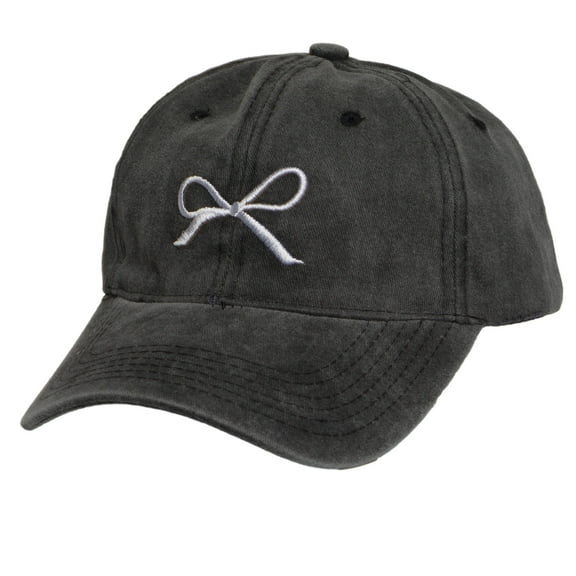Women’s Bow Embroidered Dad Hat – Adjustable Baseball Cap Cute Hats for Casual Outfits, Black