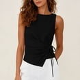 thumbnail image 6 of jjayotai Cotton Linen Tank Tops for Women Tie Wrap Sleeveless Ruched Boatneck Shirts Casual Summer Beach Going out Tops, 6 of 6