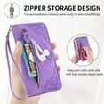 thumbnail image 5 of Case for iPhone 14 Pro,Magnetic Leather Wallet Card Pocket Zipper Case Kickstand Cover with Wrist Strap for iPhone 14 Pro 6.1-inch,Purple, 5 of 10