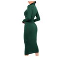 thumbnail image 3 of YWDJ Long Fall Dresses for Women 2022 Women Fashion Slim High Neck Long Dress Long Sleeve Pure Color Dress Green L, 3 of 8