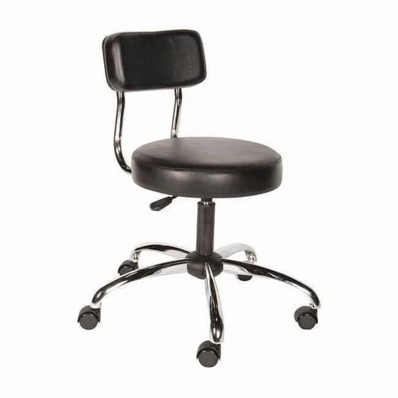 Shopsol Round Stool with Backrest, Height 17" to 22"Black 3010012