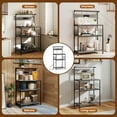 thumbnail image 5 of edx 23" Bakers Rack with 3 Power Outlets, 10 Hooks, Kitchen Microwave Stand, 4-Tier Coffee Bar Table, Space-Saving Kitchen Storage Shelf, Gray, 5 of 9
