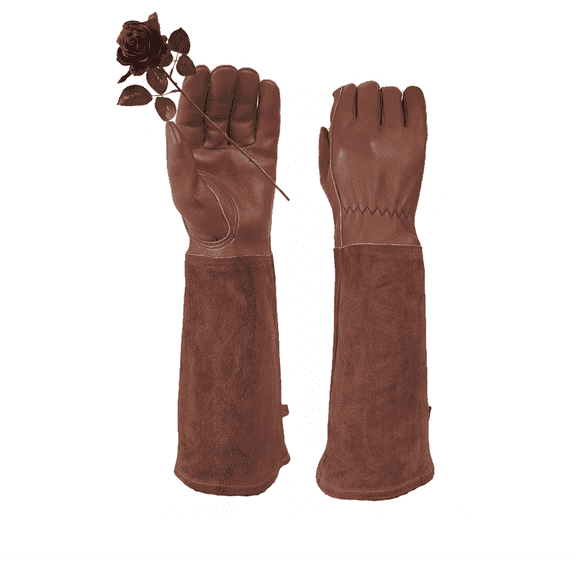 Wanyifa Long Gardening Gloves for Thorn Proof,Cowhide Leather Garden Glove,Welding for Cactus,Rose,Brown,m,1 Pair