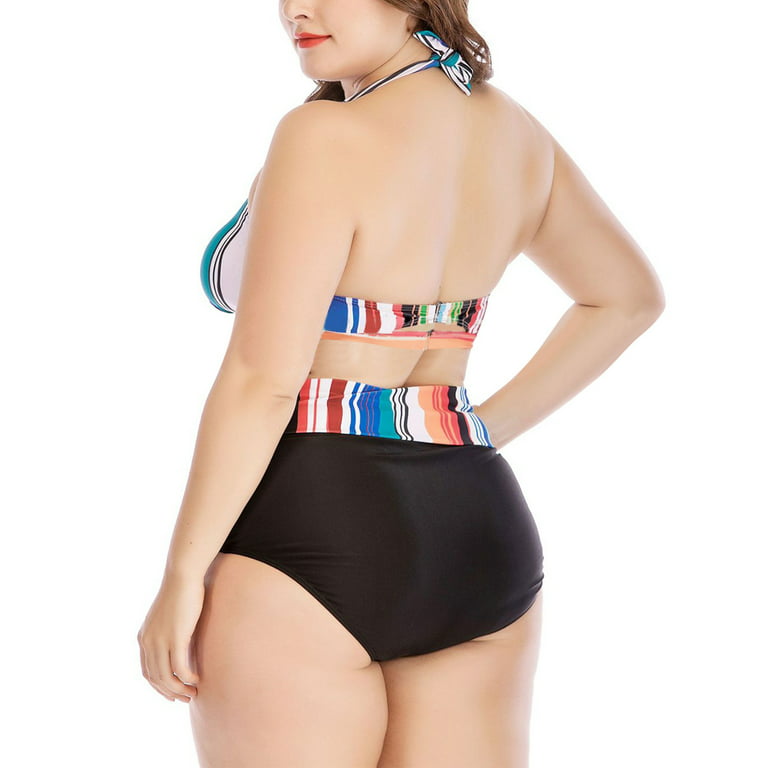Women's Plus Size High Waisted Tummy Control Swimwear Swimsuit Full Coverage
