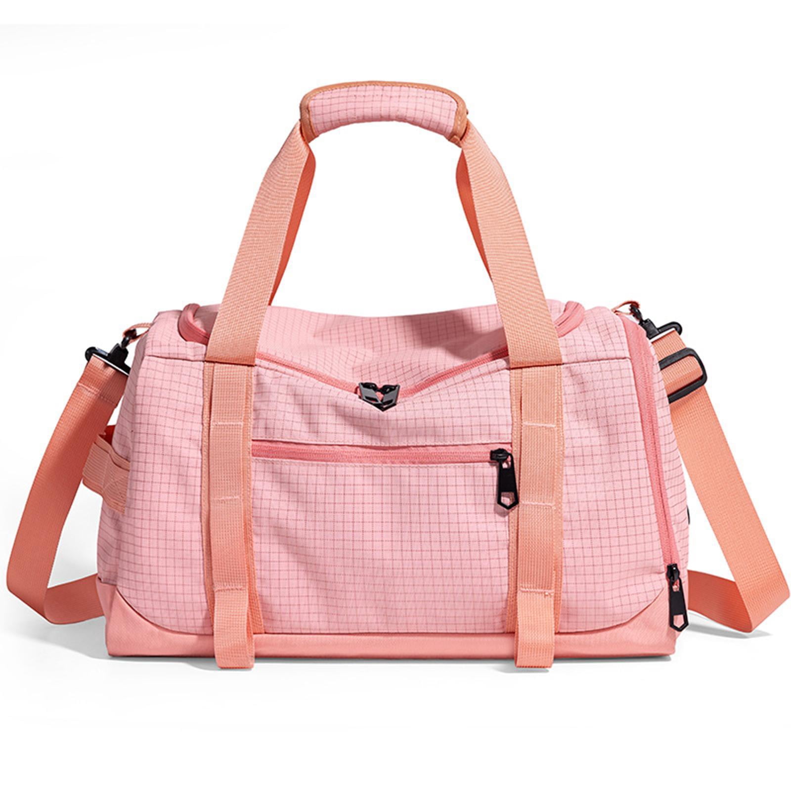 QccHieUs Gym Bag Fitness with Shoe Compartment Easy to Carry Tote Water Resistance Sports Pink