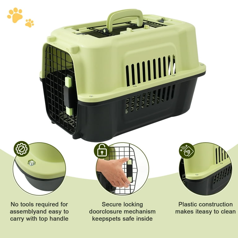 Fruggis Two-Door Dog Kennel with Top Opening, Plastic Dog Crate