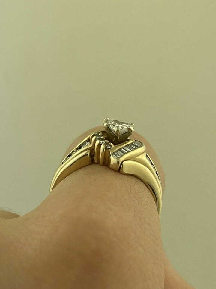 14K Yellow Gold Finish 2 Ct Heart Cut VVS1 Diamond Cluster Engagement Ring For Women Spacial Gift
