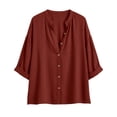 thumbnail image 7 of QASIEATN Women's Casual V Neck Button 3/4 Sleeve Linen Blouse Loose Fit Solid Color Tops for Summer Fall Fashion Outfits for Women, 7 of 7