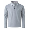thumbnail image 4 of LODIENY Mens Casual Polo Shirts Classic Short Sleeve 1/4 Button up Golf Shirt Fashion Regular Fit Striped Lapel Collar V Neck Henley Tops with Pocket Gray XXL, 4 of 9
