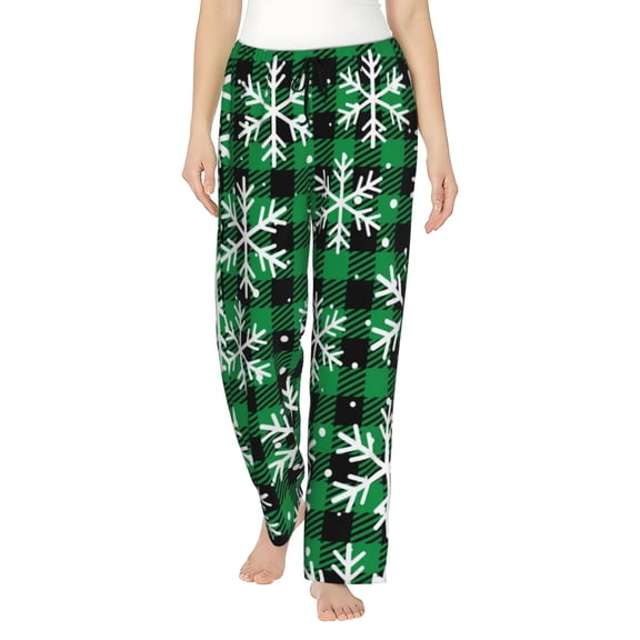 Xecao Christmas Pattern At Buffalo Plaid Women's Straight Lounge Pajama Pants: The Epitome of Relaxed Sleepwear