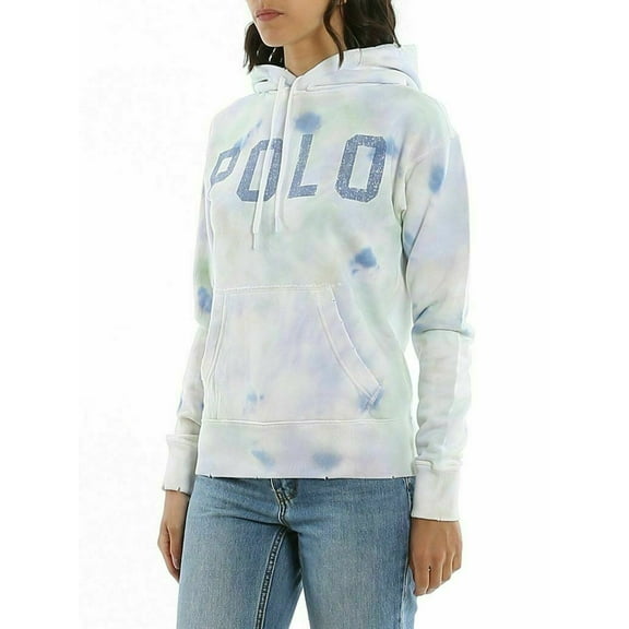 Polo Ralph Lauren Women's Pastel Paint Hand Detailed Tie Dye Hoodie Pockets M