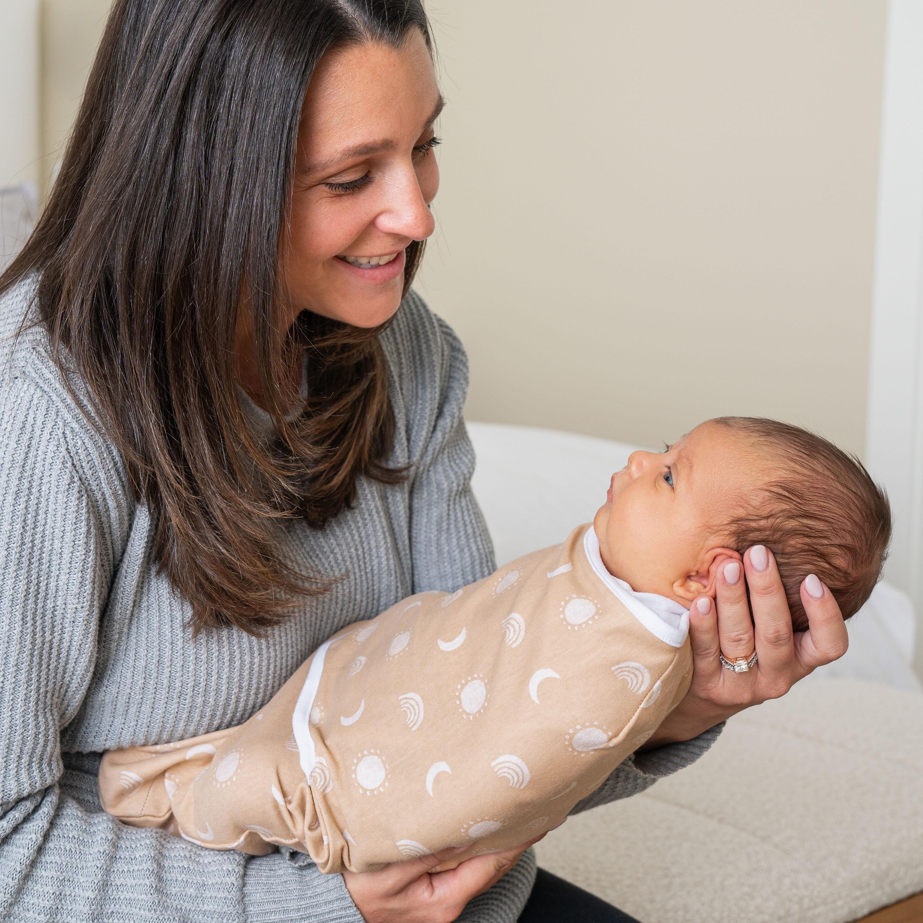 aden + anais Essentials No Zip Wrap Swaddles, Desert Sun, Tan, Unisex, Newborn, 0-3 Months, 3-Pack