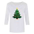 thumbnail image 5 of asdoklhq Christmas Sweaters for Women Ladies' Casual Christmas Print Round Neck Three Quarter Sleeve 3/4 Sleeve T-shirt Loose Top White 2X, 5 of 5