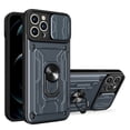thumbnail image 1 of Funda para iPhone 14, 13, 12, 11 Pro Max, XR, XS, 8, 7, 6 Plus, SE 2022, con ranura para tarjeta de cámara, anillo de grado militar, cubierta trasera magnética 360, 1 of 4