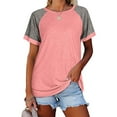 thumbnail image 4 of Womens Summer T-Shirts, Short Sleeve Shirts for Women Fashion Loose Fit Color Block Crewneck Tees Tops S-3XL, 4 of 4