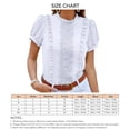 thumbnail image 6 of Women Short Sleeve Top Pleated Ruffle Front Frill Trim Neck Pure Color Stylish Women Shirt Top for Daily Party Dating White XXL, 6 of 6