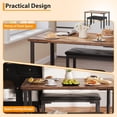 thumbnail image 4 of 3-Piece Dining Table Set, Rectangular Kitchen Dinette Set with 2 Upholstered Benches, MDF & Metal Frame, Space-Saving Furniture for Dining Room, Breakfast Nook and Apartment, Retro, 4 of 6