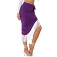 thumbnail image 4 of INSPIRE CHIC Fringe Trim Bodycon Skirt for Women's Asymmetrical Ruched Tie Waist Party Midi Skirts, 4 of 5