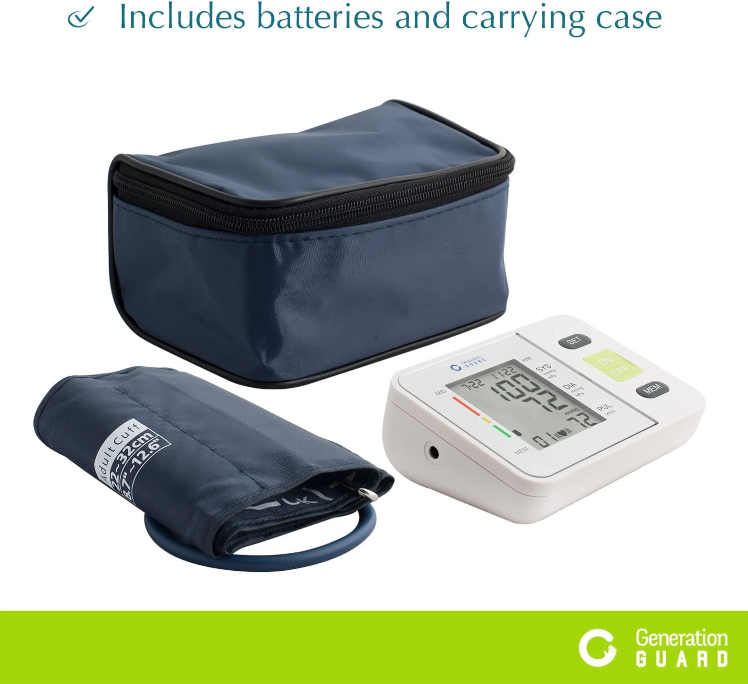 Clinical Automatic Upper Arm Blood Pressure Monitor - Accurate, FDA Approved - Adjustable Cuff, Large Screen Display, Portable Case - Irregular Heartbeat & Hypertension Detector by Generation Guard